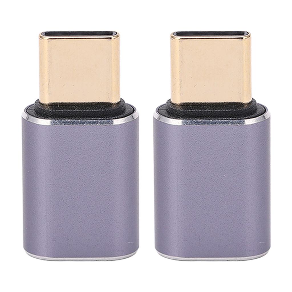 2Pcs Mini USB C Adapter 40Gbps Straight Alloy Shell Type C Male To Type C Female Adapter Connector