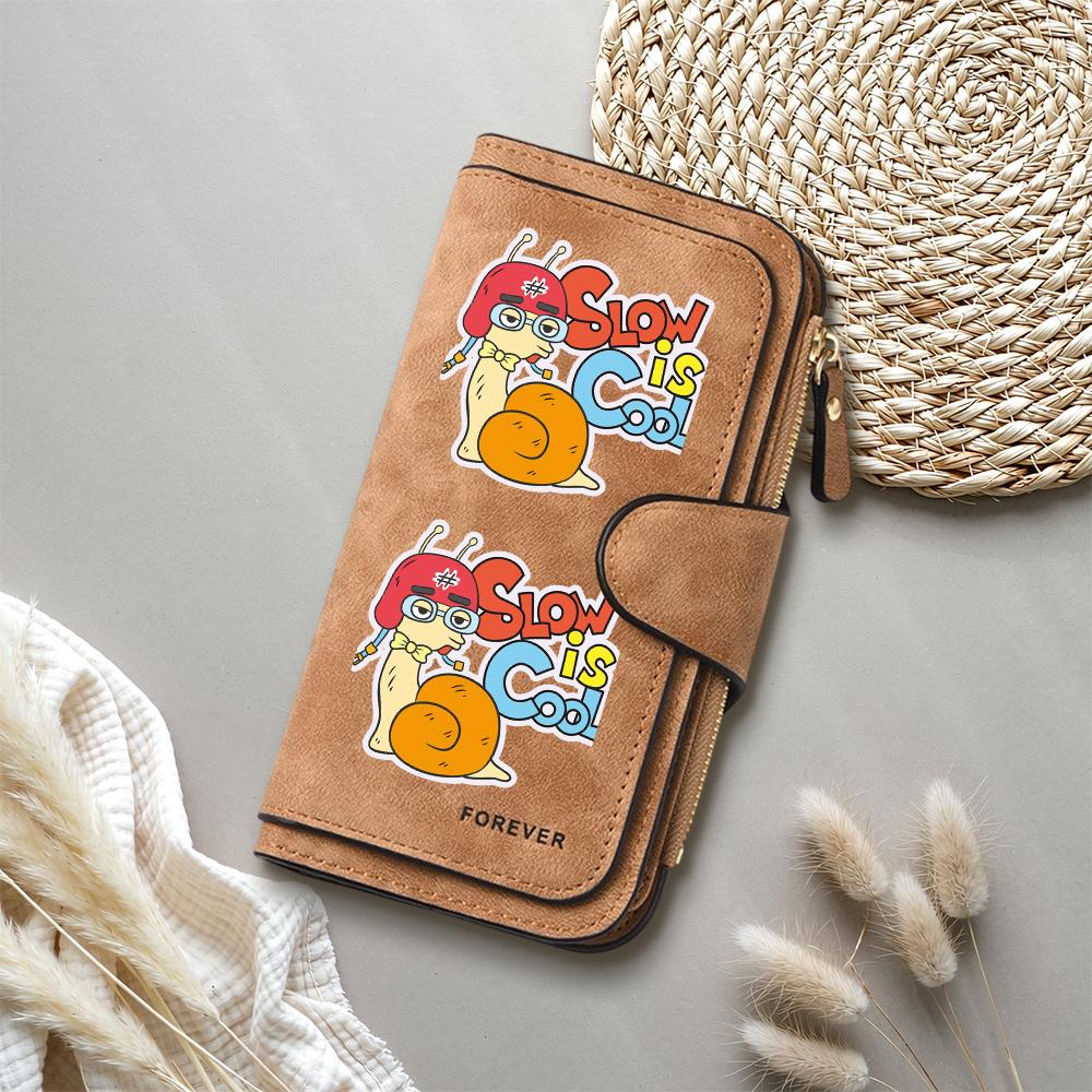 Cute Cartoon Snail Long Wallet Cool Trendy Portable PU Leather Card Holder Daily Use Fashion Wallet