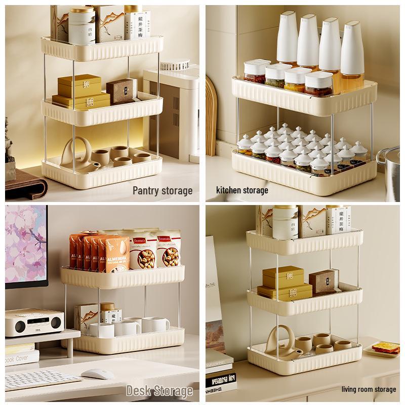 Dvouvrstvá čajová souprava a stojan na uložení šálků - Domácí pultový tác, Design bez nutnosti vrtání