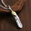 Xinqin Smycken 925 Silver Fjäderhalsband Herr Trendigt Märke Retro Hip Hop Par Personlig Mångsidig Silverhänge