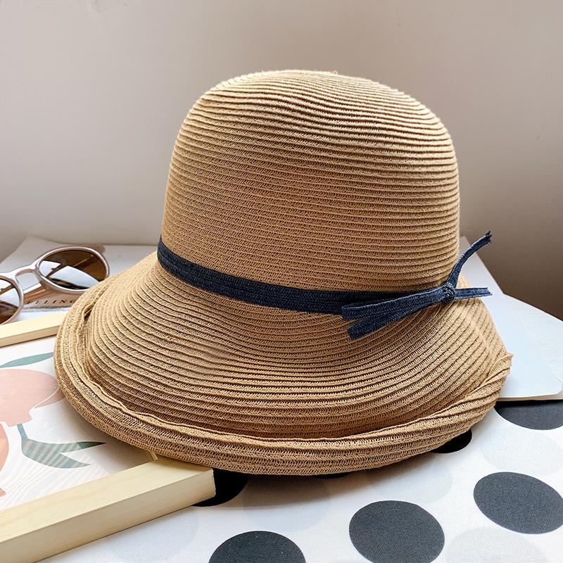 2022 Women's Summer Bucket Folding fashion Straw Hat Panamas UV Protection Sun Visor Seaside Beach Hat Tide Summer Hats