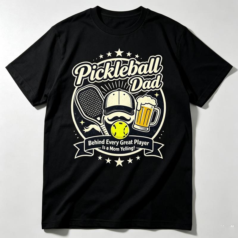 Pickleball Dad Behind Every Great Player Is A Mom Yelling Vintage Graphic T Shirt Unisex Casual Cotton Short Sleeve Tops Funny Gift
