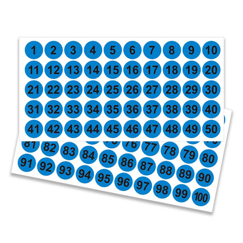 50 Sheets Number Stickers Round 1-100 25mm Consecutive Numbers Self-Adhesive Numbers Stickers for School Office Locker