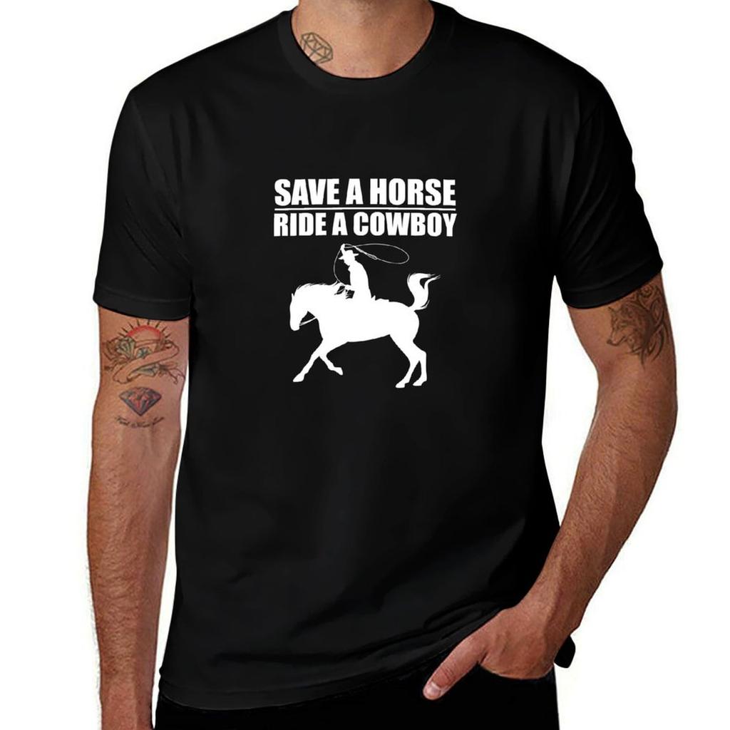 Save A Horse and Ride A Cowboy V2 TShirt Stylish Print Short Sleeve Tee