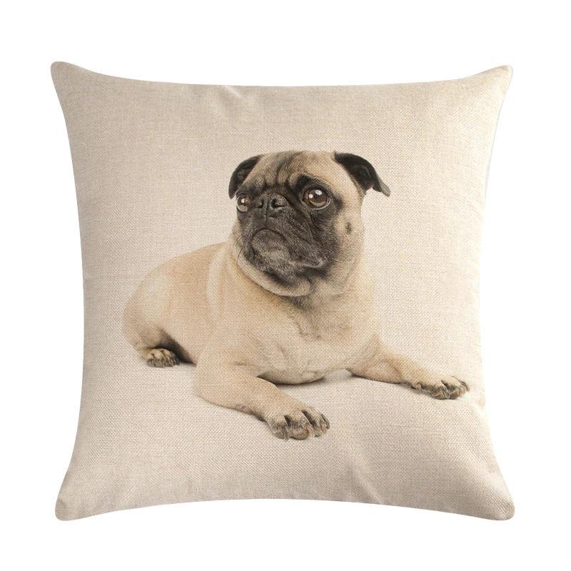 Mops Haustier Hund Muster Baumwolle Leinen Überwurf Kissen Kissenbezug Auto Haus Sofa Bett Dekorative Kissenhülle Funda Cojin