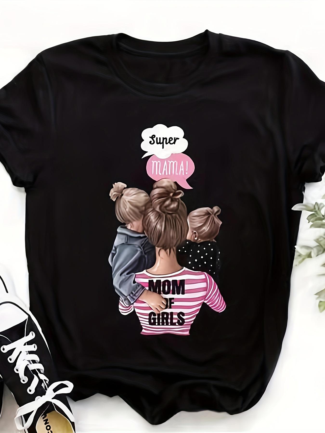 

Mom of Girls Print Crew Neck Tshirt Casual Short Sleeve Top for Spring Summer Women Y2k Clothes Mothers Day Gift Shirt Top 3XL