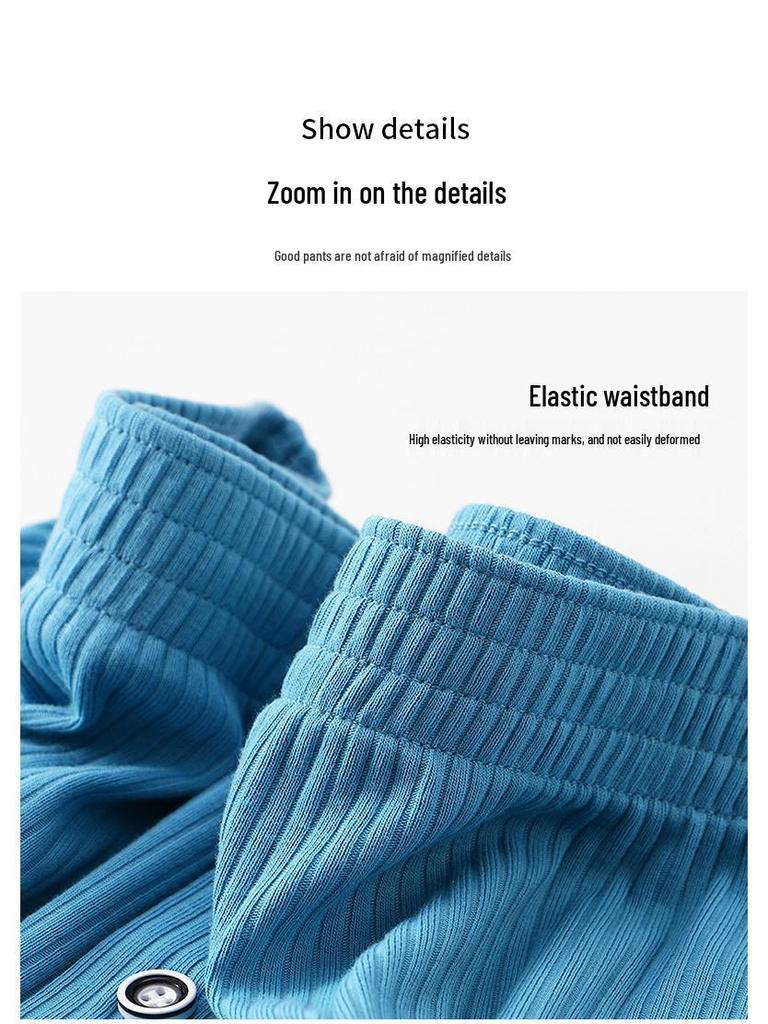 Men's Summer Cotton Ribbed Sport Shorts - Breathable, Solid Color, Plus Size Underwear