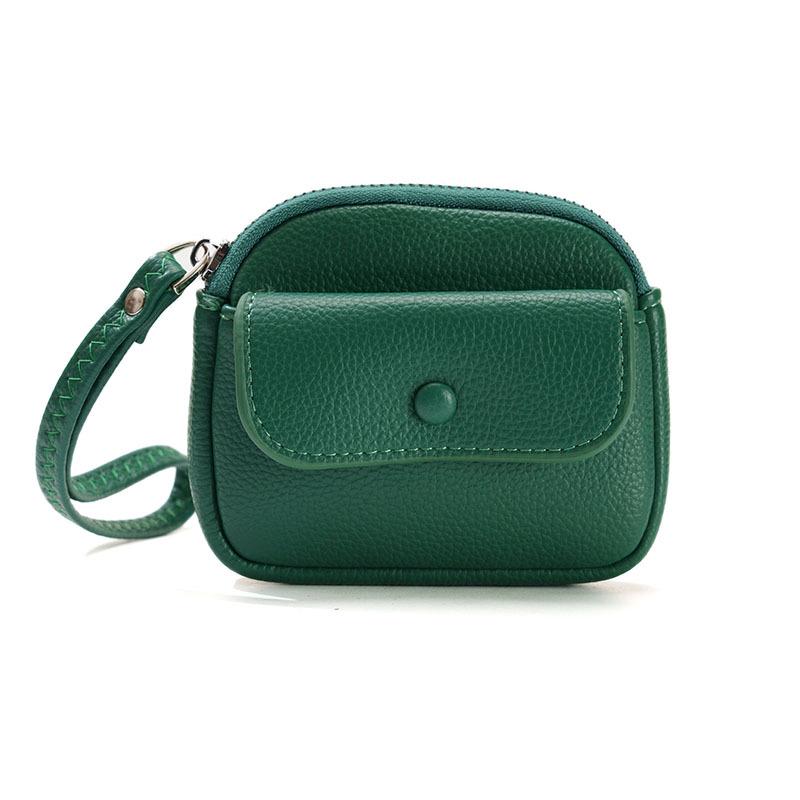 

2024 Ladies Solid Color Short Wallet with Wristlet Clutch зелёный