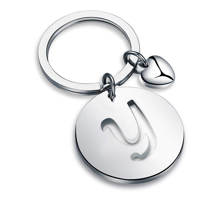Niedlicher Anfangsbuchstabe A-Z Edelstahl Schlüsselanhänger 26 Buchstaben Schlüsselanhänger Anhänger Auto Schlüsselring Rucksack Dekoration Accessoires Geschenke