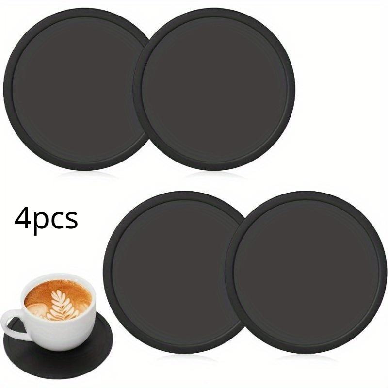 2/4pcs Non-Slip Silicone Drink Coasters - Large Black Cup Coaster Set for Outdoor & Indoor Drinks - Anti Stain & Heat Resistant
