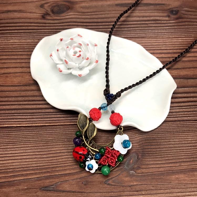 Original Handmade Ethnic Style Agate Short Necklace Femininity Retro Versatile Collarbone Chain Simple Classical Accessories