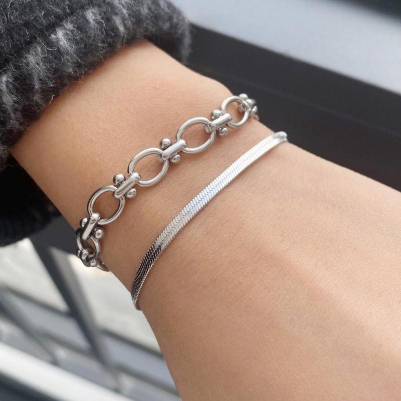 Modern Bangle Stainless Steel Bracelet Jewelry Adjustable Size Wristband Unisex Accessory for Casual Or Formal Outfits