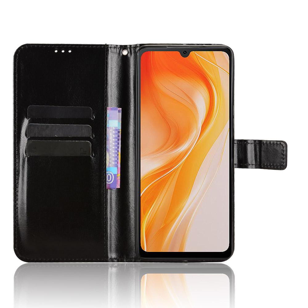 For Cubot P90 PU Leather Case with Strap Crazy Horse Texture Phone Wallet Cover
