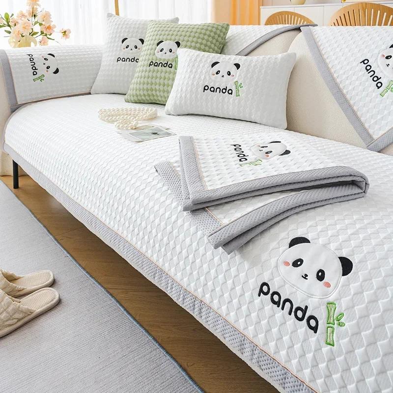 Summer Cool Sofa Cover Ice Silk Anti Slip Couch Covers Cooling Breathable Corner Sectional Sofa Slipcovers Sofa Towel Home Decor
