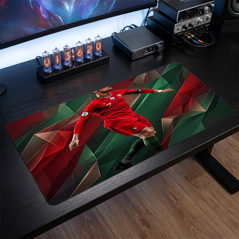 Cristiano Ronaldo Crest Mouse Pad, Extended Non Slip Rubber Desk Mat for Gaming Office Laptop Fan Gift