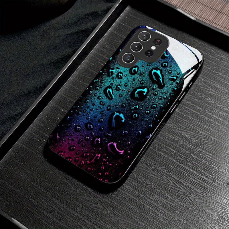 Halo Pearl Water Droplet Pattern Glass Phone Case Suitable for Samsung Galaxy S26 S25 S24 S22 S21 S20 FE/Ultra/Plus5G Anti Drop