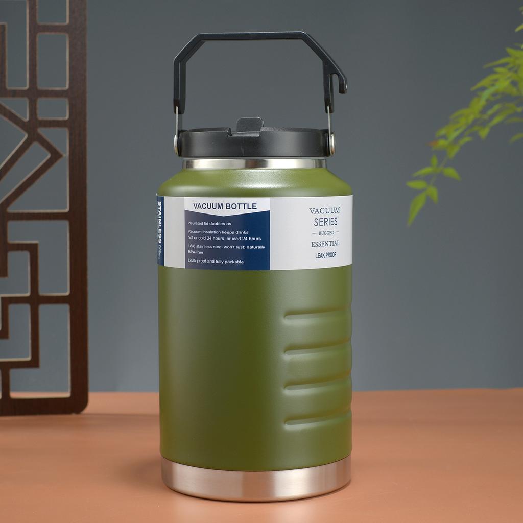 American Style Stainless Steel Vacuum Bottle, Large Capacity Insulation Bucket, 304 Inner Liner Vacuum Flask, 1500/2000ml