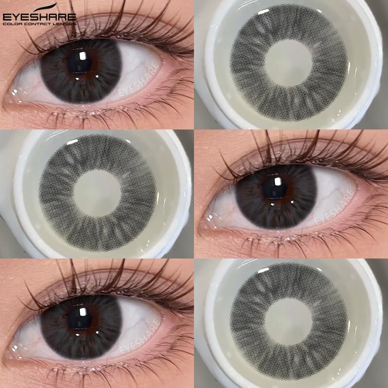 EYESHARE 1Pair Color Contact Lenses for Eyes Blue Eye Contacts Brown Natural Contact Lenses Gray Pupils Lens Yearly