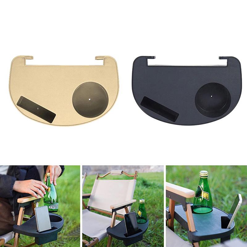 Portavasos y Bandeja para Snacks Portátil Reclinable con Ranuras para Accesorios Ranura para Teléfono Móvil Para Silla de Patio Tumbona Camping Senderismo al Aire Libre