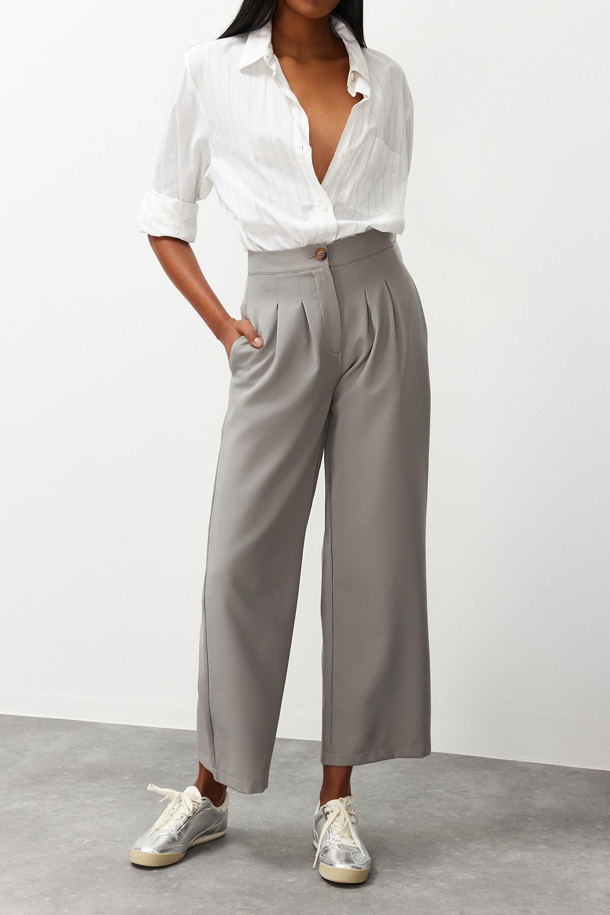 

Женские брюки, модные серые тканые брюки нового сезона M