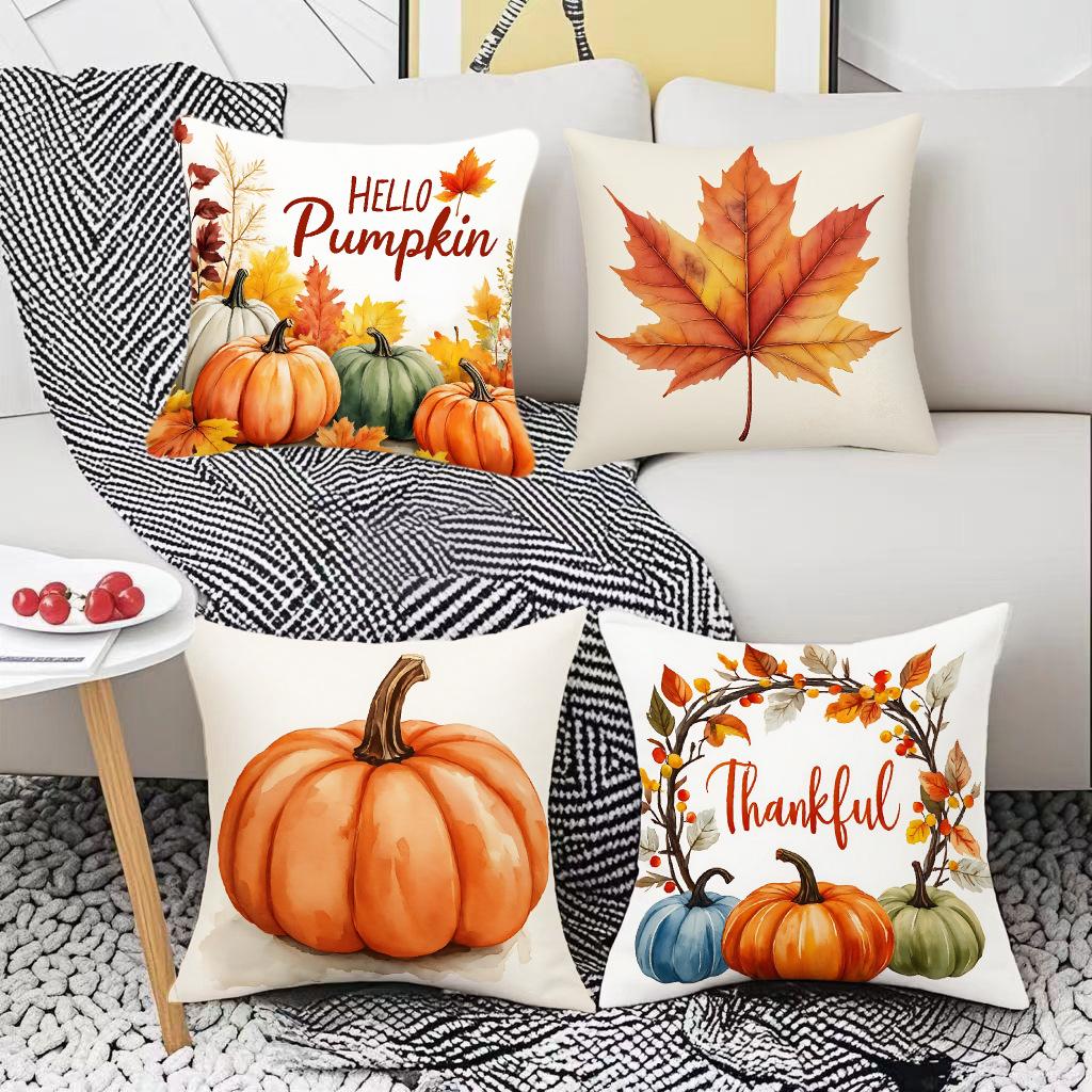 Thanksgiving Pumpkin Letter Digital Printed Pillow Living Room Home Pillow Cushion Cover Holiday Atmosphere Decoration