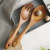 Reusable Wooden Fork Pasta Retro Salad Sushi Cooking Spoon Kitchen Utensil Tool