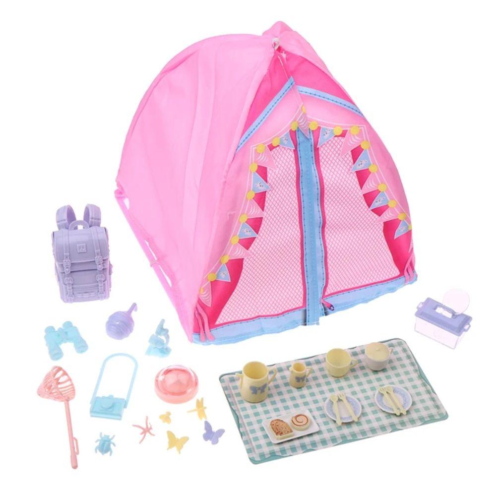 Simulated Doll Camping Kit Micro Scene Doll Mini Tent Doll Accessories Dollhouse Tent  1/12 Scale