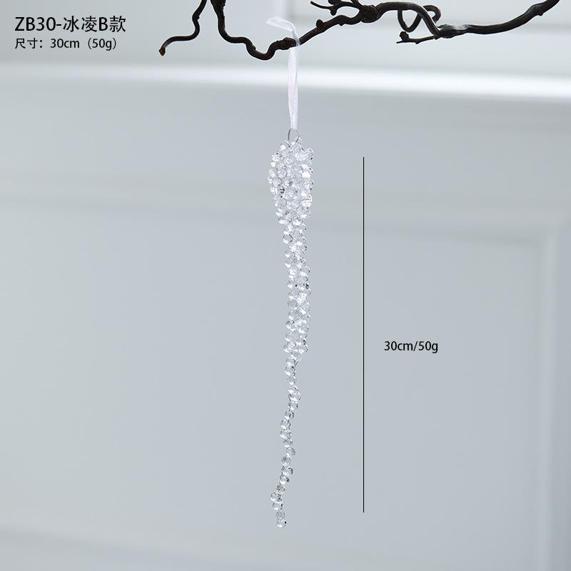 New Transparent Acrylic Snowflake Crystal Ice Cream Charm Pearl Water Drop String Christmas Tree Ornament Pendant