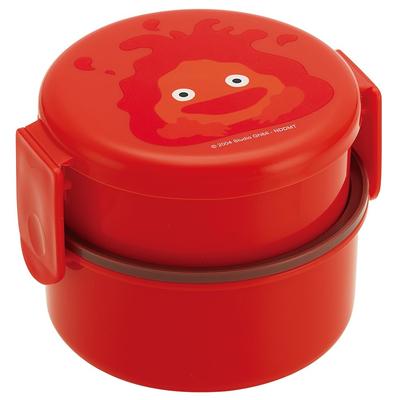 Skater Bento Made In Moving Studio Box, 500ml, 2-Tier, Round, Antibacterial, Japan, Howl's Castle, Calcifer, Ghibli, ONWR1AG-A