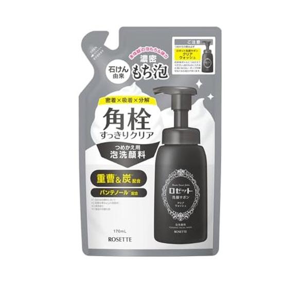 Rosette Clear Wash Foaming Face Soap with Charcoal 180mL     For Deep Pore Cleansing