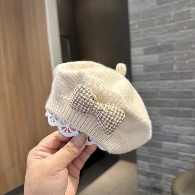 Children's Beret Baby Girl Outdoor Hat Spring Autumn Korean Style Fashionable Breathable Warmth Windproof Knitted Wool Painter's