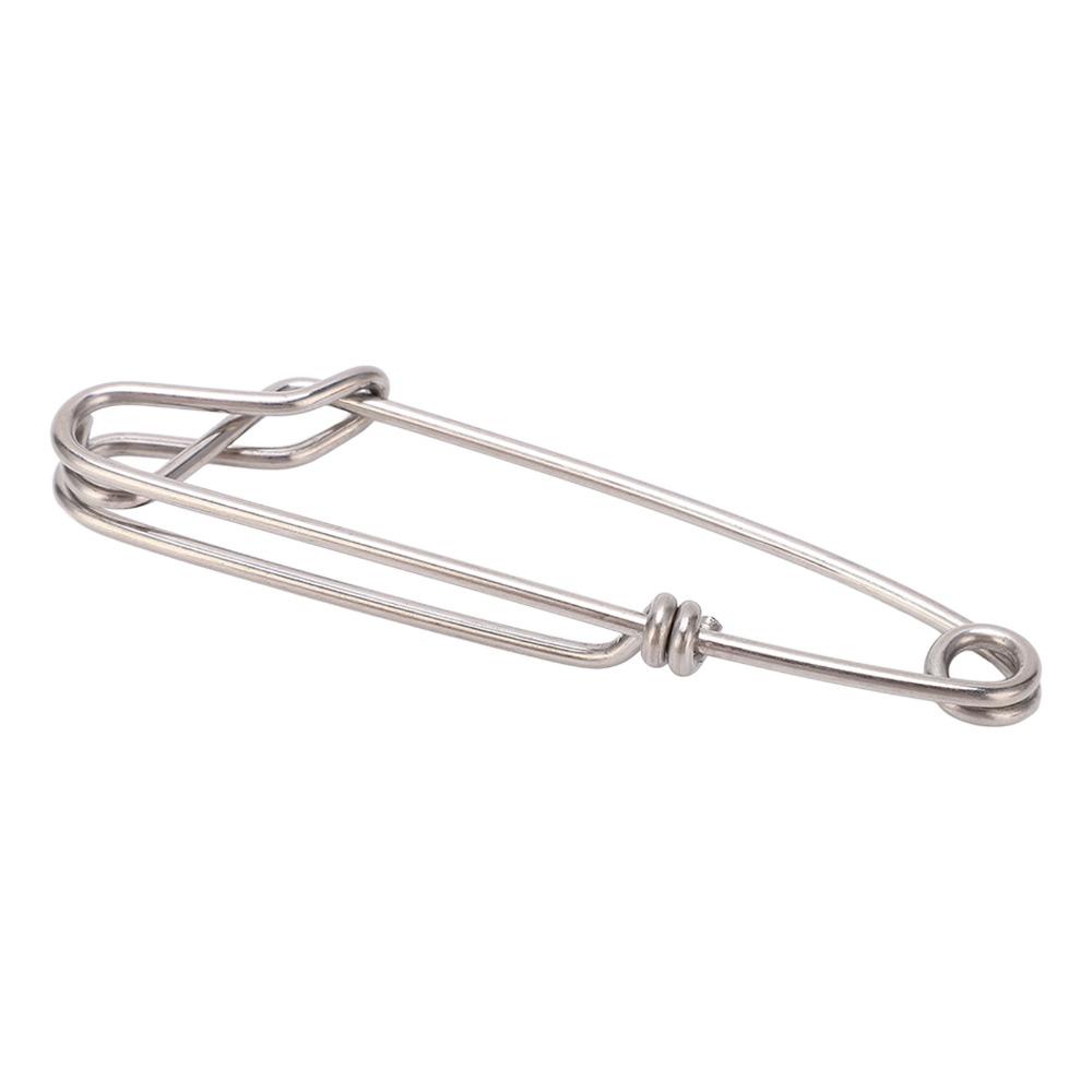 15PCS Durable Stainless Steel Long Line Clips Snap Open Eye Pin 2.0*80mm Tuna Clip Lightweight Fishing Snap Clip Tuna Fishing