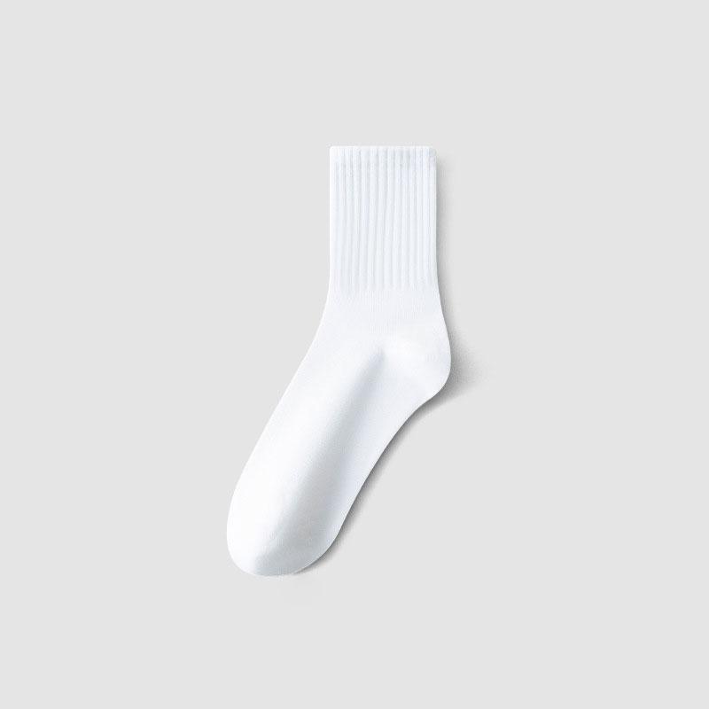 Women White Cotton Socks Winter Mid Tube Solid Color Sports Socks Harajuku Korean Style