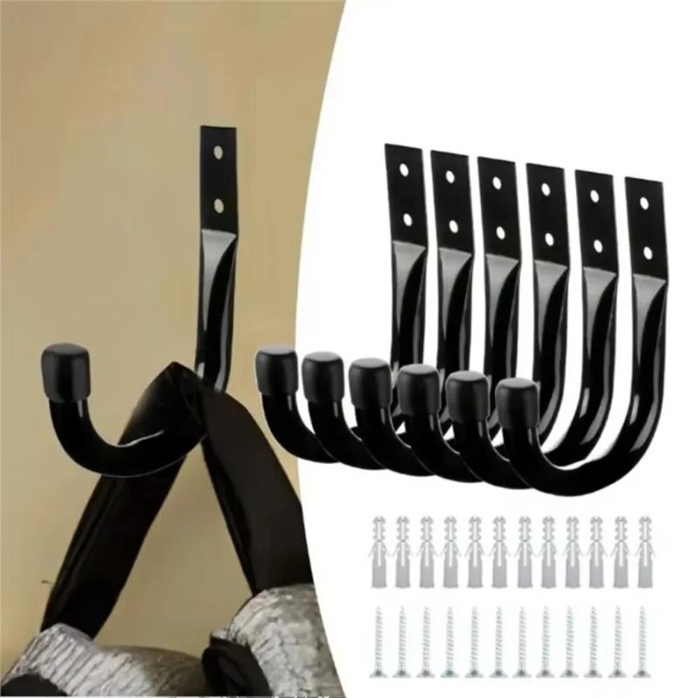 6PCS/Set J-Type Bike Wall Mount Hooks Anti-Slip Rubber Coating Bike Parking Hanger Garage Storage