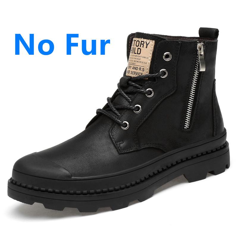 Newest Luxury Mens Snow Boots Genuine Leather Punk Shoes Winter Warm Plush Motorcycle Male Footwear Military Tactical Boots For Man