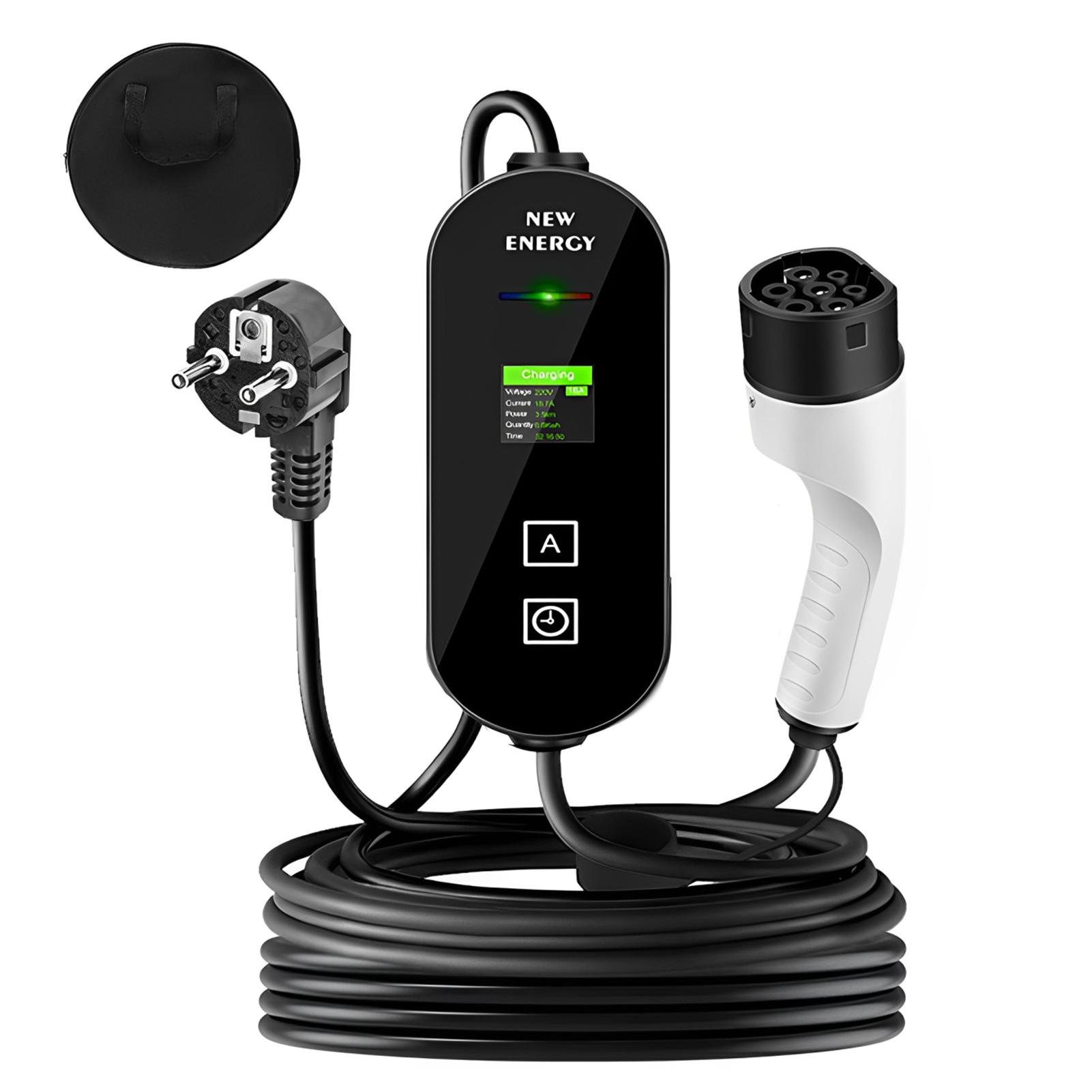 

16A 3.5KW Type 2 EV Charger With LED Display IEC 62196-2 EVSE Charging Box CEE EU Plug Portable Electric Vehicle EV Charger