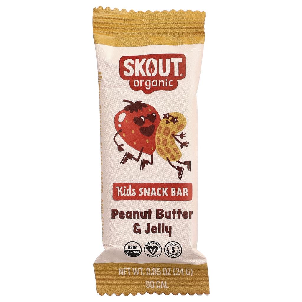 Skout Organic, Kids' Snack Bars, Peanut Butter & Jelly, 6 Bars, 24g (0.85oz) Each