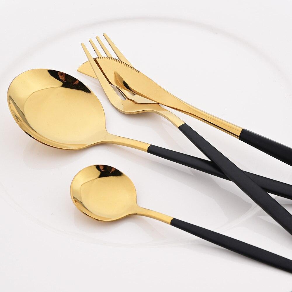 24Pcs Dinnerware Set With Gift Box Knife Fork Spoon Dinner Dinnerware Flatware Set Stainless Steel Tableware Silverware Eating Kitchen