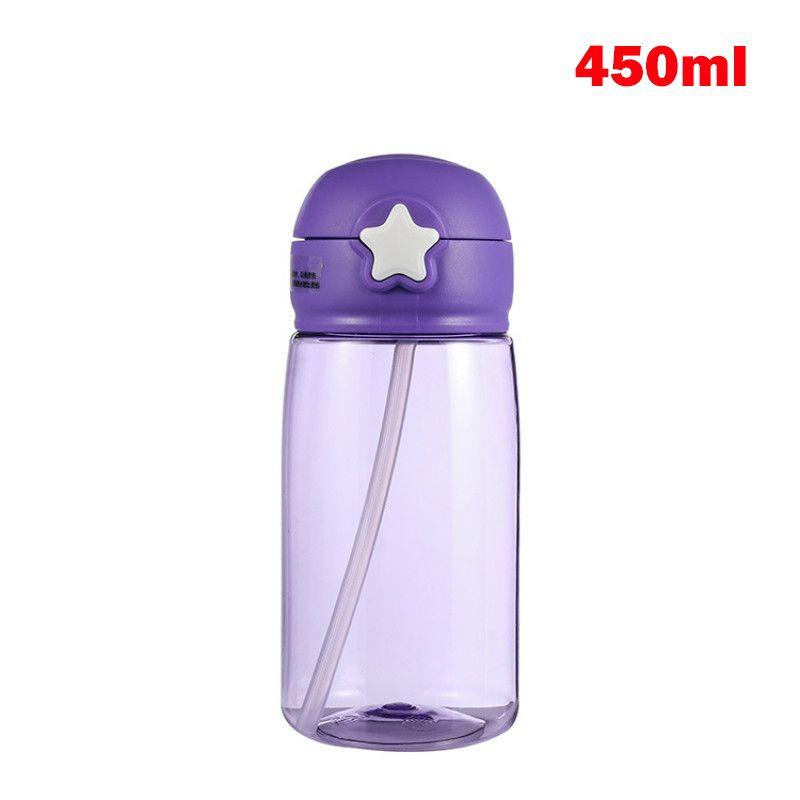

Детская чашка для воды, мультяшные детские поильники с трубочками, непроливаемые бутылки для воды Purple Star-450ml