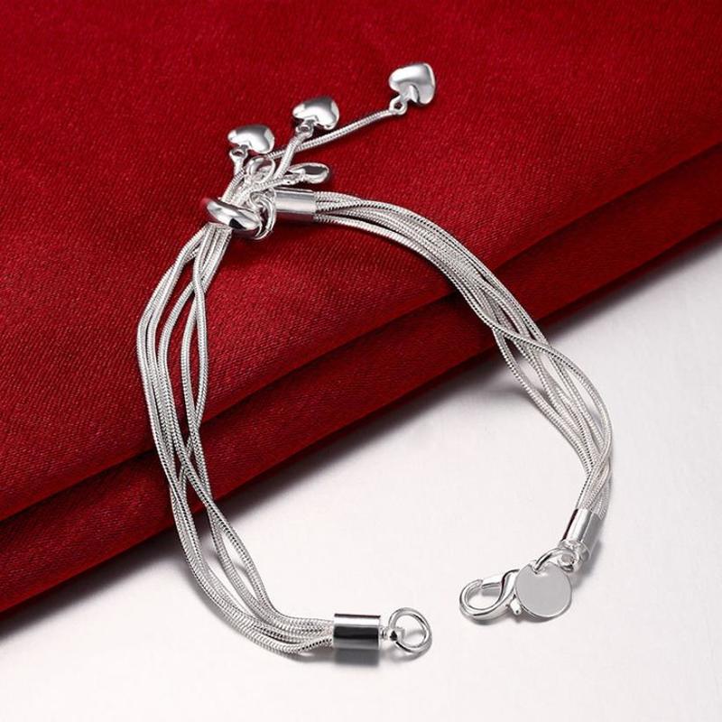 Bracciali Vintage a Catena Serpente da Ragazza Gioielli Femminili Cuore Argento 925 Bracciali per Donne Accessori di Compleanno Trendy