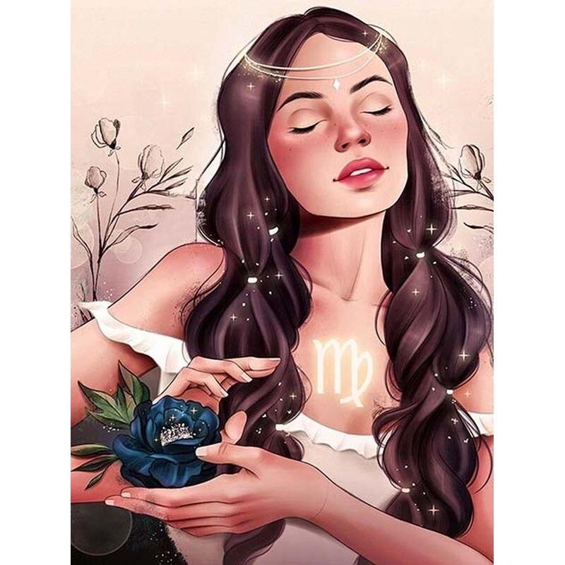 

5D Алмазная картина Полный круглый Девушка Ремесленная Алмазная вышивка Мозаика Портрет Украшение дома Full Round 20x30CM
