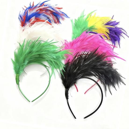 Headband Rainbow Colorful Feather Decor Headband Lightweight Comfortable Elastic Hair Hoop Parties Festivals Stage Performances Headwear
