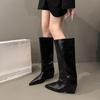 Fashion French-style Long-thigh Boots Women's Autumn and Winter Pointed Toe Knee-high Boots Look Thin