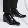 Thick Heel Pointed Leather Shoes Men's Spring and Autumn New Men's Height-increasing Leather Shoes Trendy British