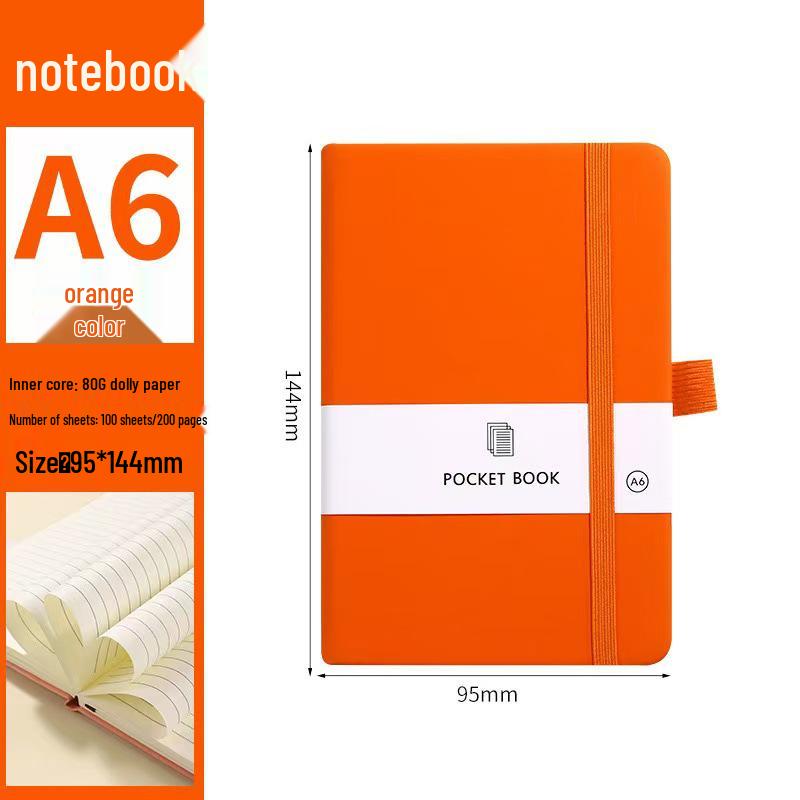 A6/A5 Elastic Band Color Pocket Notebook - Leather Feel, Portable Student Memo