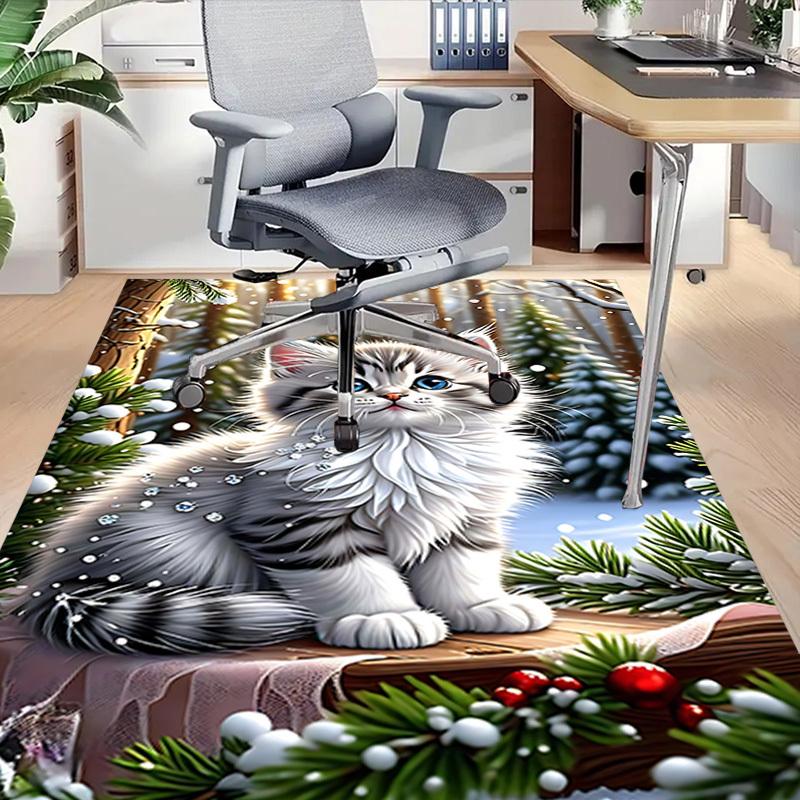 1PC cat snowflake Carpet Ultra Soft, Thick & Absorbent, Non Slip Machine Washable Mat for Entryway