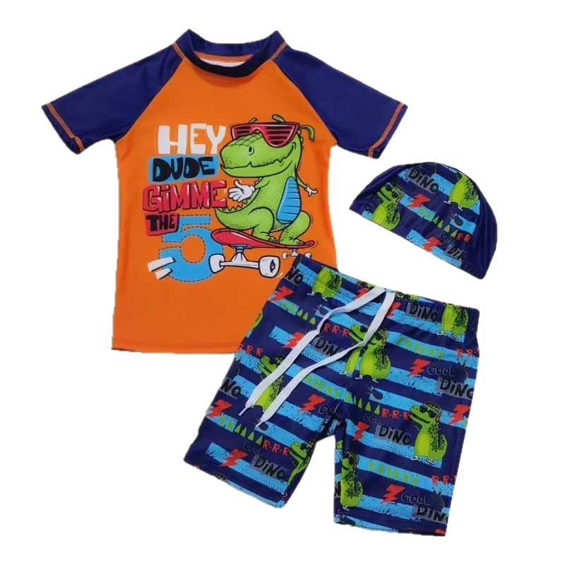 New Boys' Two-Piece High Elastic Quick-Dry Swimsuit Set – Sizes S, M, L