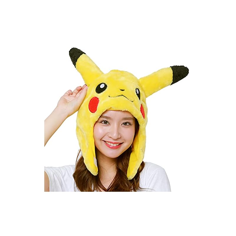 Sazac Fleece Kigurumi Cap, Pokémon Pikachu, TMY-027, One Size Fits All