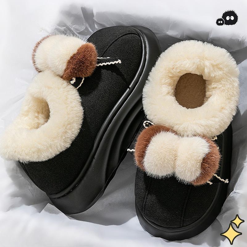 Thick-soled Cotton Slippers, Warm and Anti-slip Bags, Cotton Shoes for Women