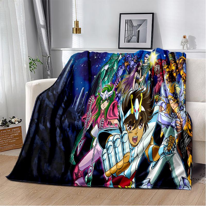 3D Retro Saint Seiya Anime Cartoon Blanket,Soft Throw Blanket for Home Bedroom Bed Sofa Picnic Travel Office Cover Blanket Kids